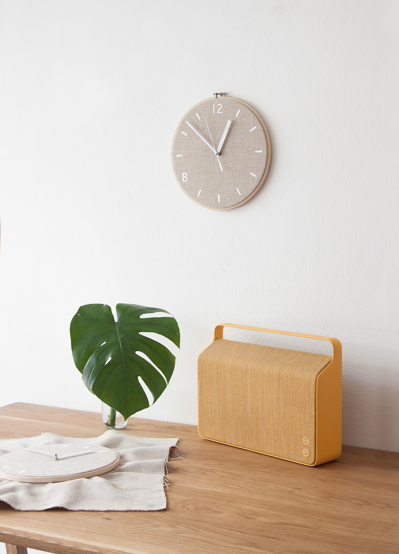 Embroidery textile，Cloth clock，Clock，unique，